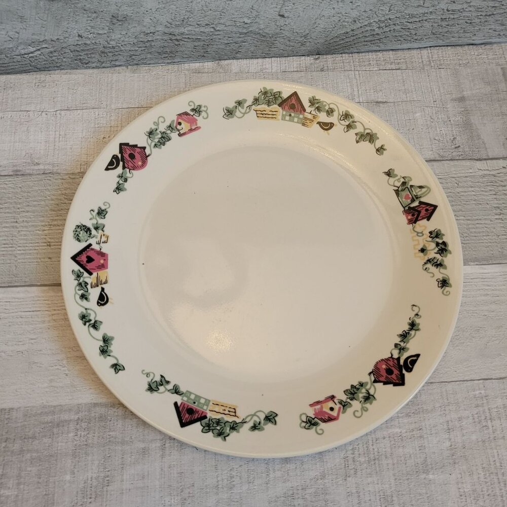 Vintage Corelle Crescendo Dinner Plate Birdhouse Ivy Design 10.5" Diameter